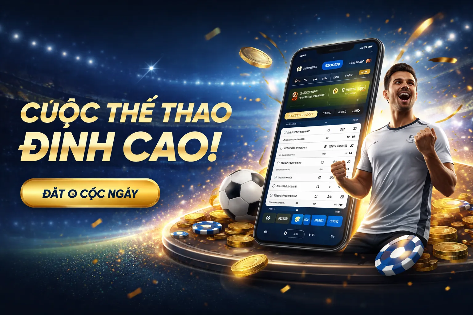 Sân vận động bóng đá với đèn pha sáng rực, tượng trưng cho cá cược thể thao sôi động tại cpc4 2026